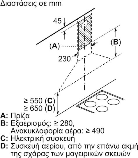 Pitsos Απορροφητήρας Καμινάδα 90cm Inox