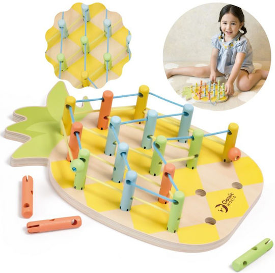 Classic World Lacing Toy Game Pineapple Linking made of Wood for 36++ Months