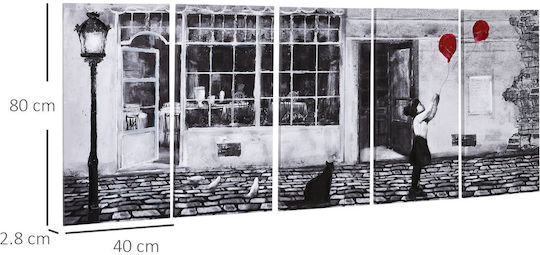 HomCom De cinci ori Tablou pe Pânză 80x40cm
