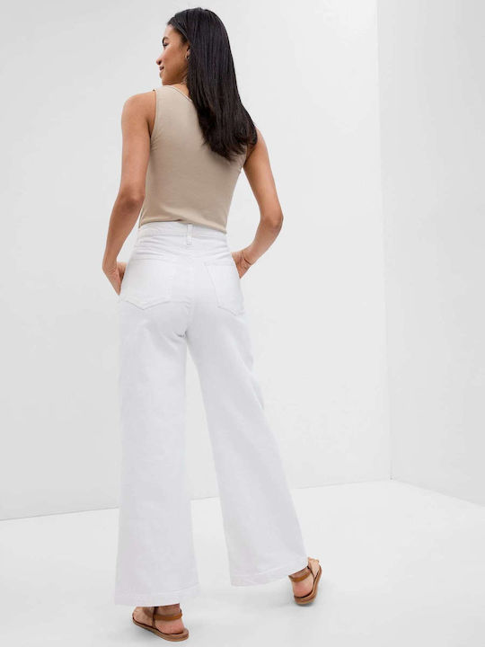 GAP High Waist Women's Jean Trousers in Wide Line White