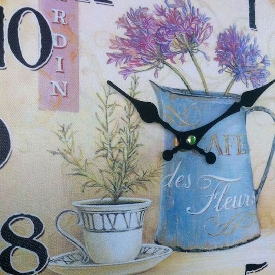 SP Souliotis Cafe Des Fleurs Antike Wanduhr Hölzernes Mehrfarbig Ø30cm