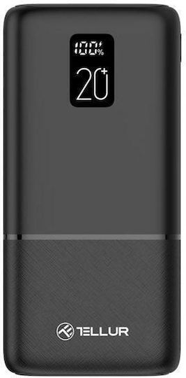Tellur PD202 Power Bank 20000mAh 22.5W mit 2 USB-A Anschlüssen und USB-C Anschluss Stromlieferung Schwarz