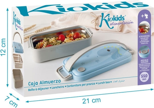 Kiokids Little Dinosaur Ανοξείδωτο Παιδικό Δοχείο Φαγητού Δεινόσαυροι 0.55lt Γκρι