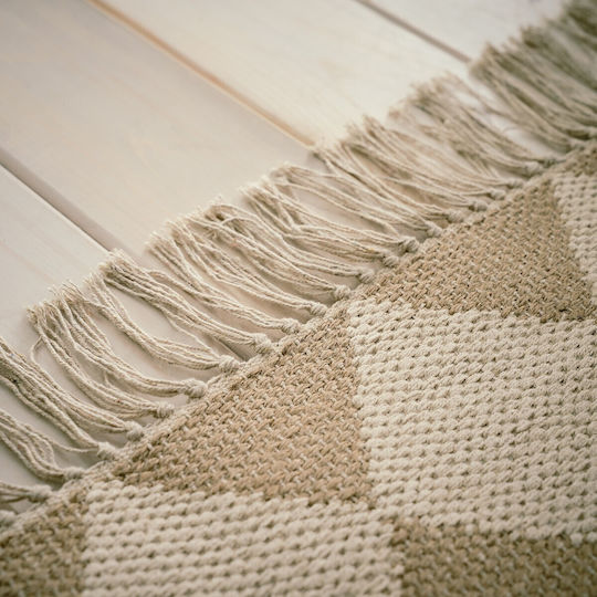 Gofis Home Sarah 515 Teppich Rechteckig Sommer aus Jute mit Fransen Beige
