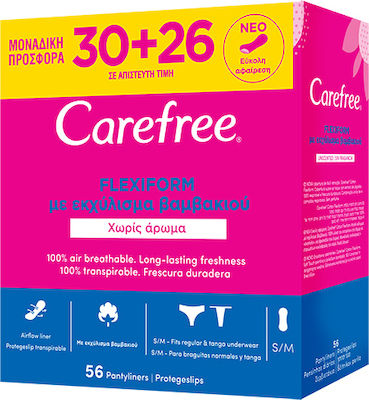 CareFree FlexiComfort Cotton Feel Σερβιετάκια για Κανονική Ροή 2 Σταγόνες 30τμχ & 26τμχ