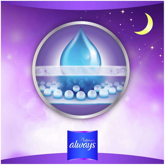 Always Platinum Secure Night Sanitary Pads with Wings for Heavy Flow 7 Drops Size 4 5pcs