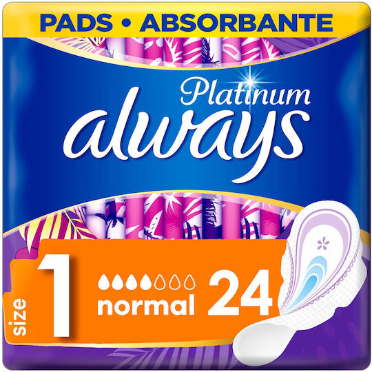 Always Platinum Ultra Normal Pantyliners with Wings for Normal Flow 4 Drop Size 1 24pcs