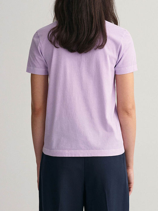 Gant Sunfaded Γυναικείο T-shirt με V Λαιμόκοψη Λιλά