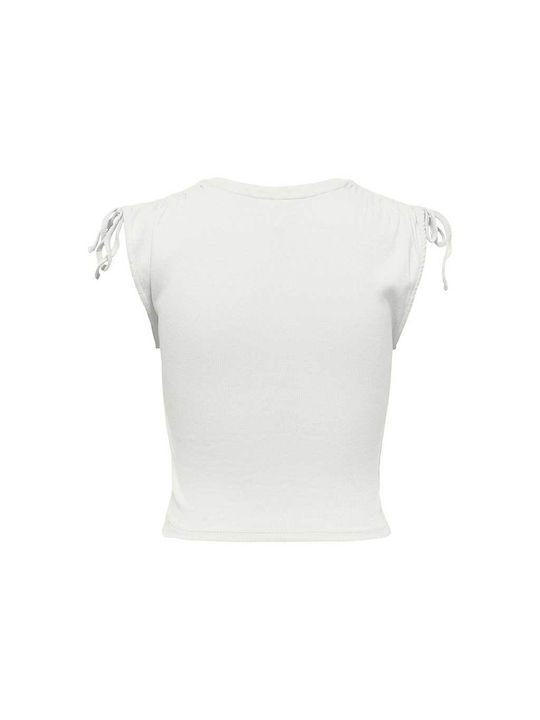 Only 15226489 Дамско Crop Top Без Ръкави Бял