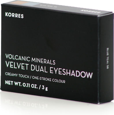 Korres Volcanic Minerals Velvet Dual Παλέτα με Σκιές Ματιών σε Στερεή Μορφή Blue Teal 58 3gr