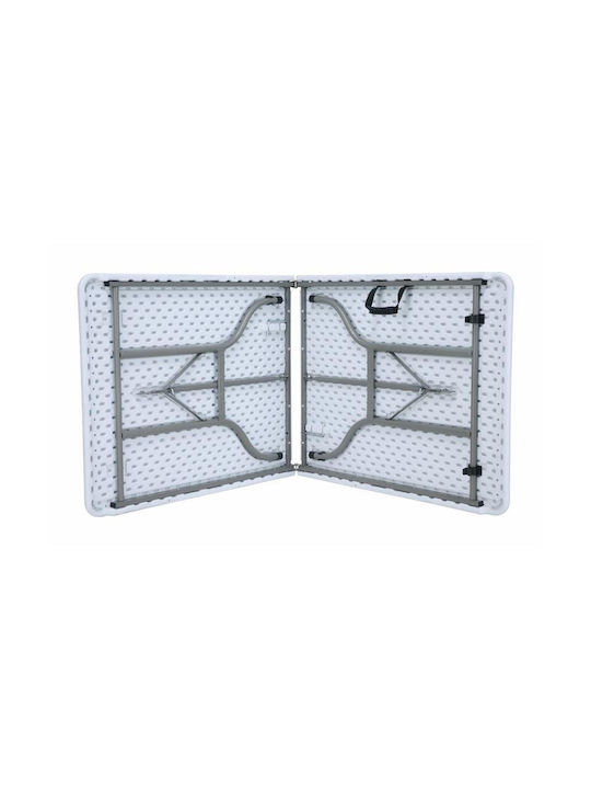 Outdoor Dinner Foldable Table with Plastic Surface and Metal Frame White 180x75x74cm