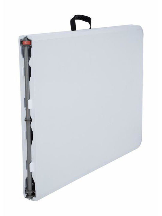 Outdoor Dinner Foldable Table with Plastic Surface and Metal Frame White 180x75x74cm