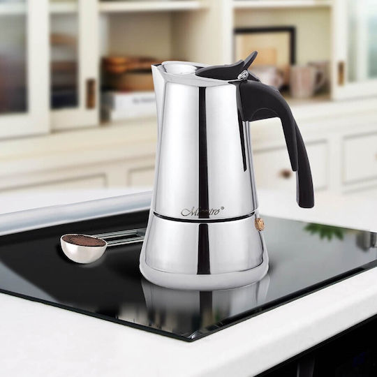 Maestro Stovetop Espresso Pot 6 Cups Inox Silver