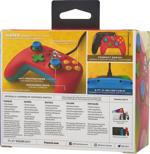 PowerA Nano Ενσύρματο Gamepad για Switch Mario Medley