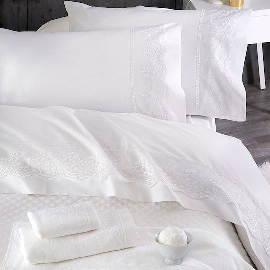 Rythmos Shiraz Комплект булчински чаршафи Супер-двойни 4бр с Дантела 230x260см