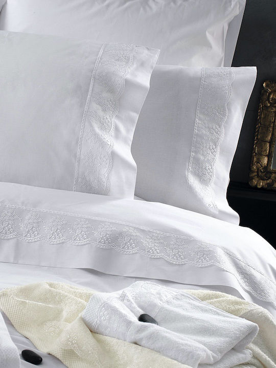 Rythmos Olivine Bridal Sheet Set Super Double 4pcs with Lace 230x260cm