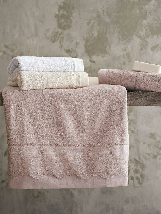 Rythmos Regata Bridal Towel Set 3pcs with Lace Ecru