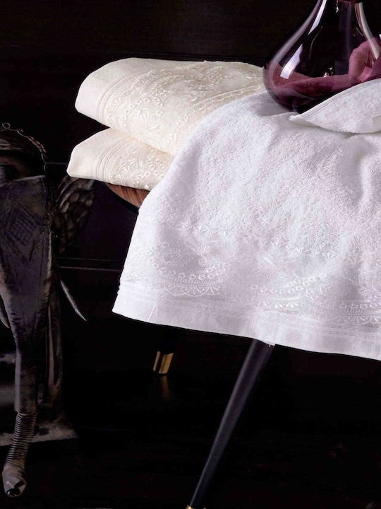 Rythmos Shiraz Set Handtücher für Bräute mit 2 Kissenbezügen White x