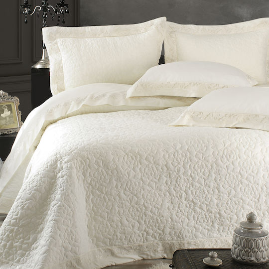 Rythmos Erato Bridal Blanket Set Queen with 2 Pillowcases White 220x240 cm