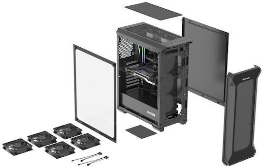 Genesis Irid 505F Gaming Midi-Turm Computergehäuse mit Seitenfenster Schwarz