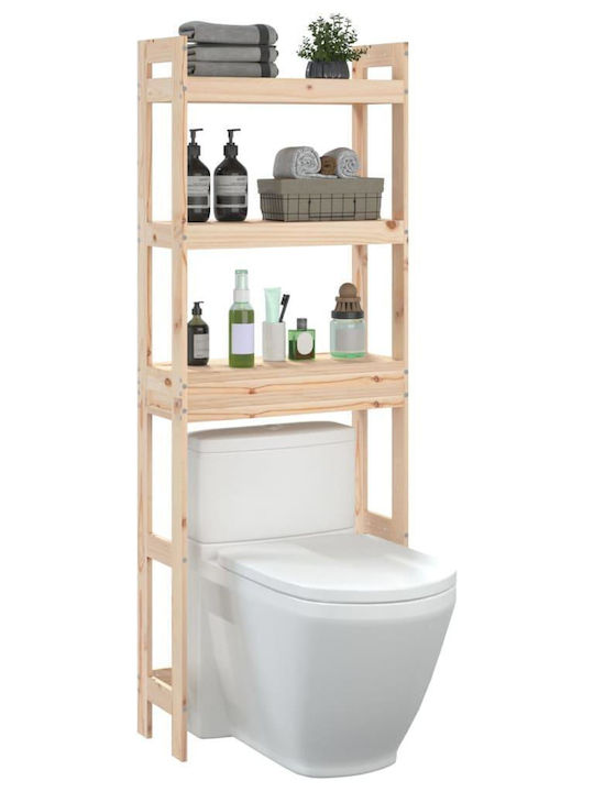 vidaXL Floor Bathroom Shelf Wooden with 3 Shelves 63x26x171cm Brown