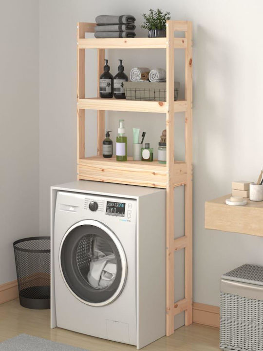 vidaXL Floor Bathroom Shelf Wooden with 3 Shelves 63x26x171cm Brown