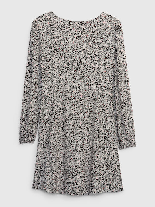 GAP Mädchen Kleid Blumen Langärmelig Gray