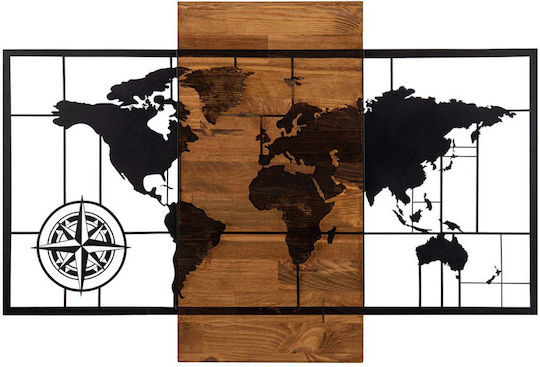 Wallity Artă Mixtă 3D Negru Din Lemn 85x58cm