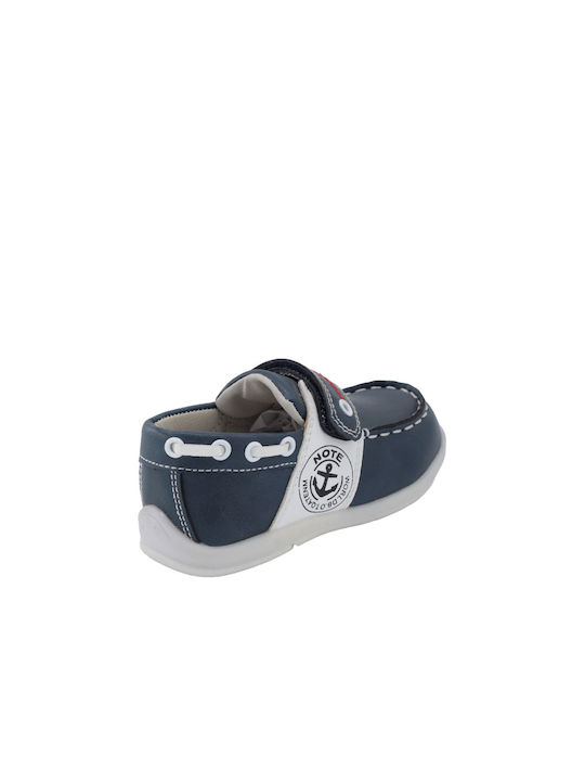 Oscal Kids Leather Moccasins with Hoop & Loop Closure Navy Blue