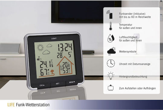 TFA Life Wireless Digital Weather Station Tabletop Black