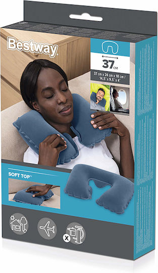 Bestway Inflatable Velvet Travel Pillow Travel Set Pillow 37x24x10cm Blue
