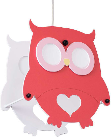 GloboStar Eule Einfaches Licht Kinderdeckenleuchte Deckenleuchte mit Fassung E27 Rot 29.5x30.5cm