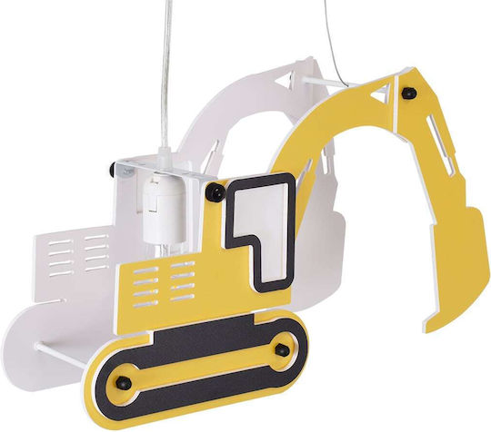 GloboStar Excavator Μονόφωτο Παιδικό Φωτιστικό Κρεμαστό από Πλαστικό με Υποδοχή E27 Κίτρινο 45x27cm