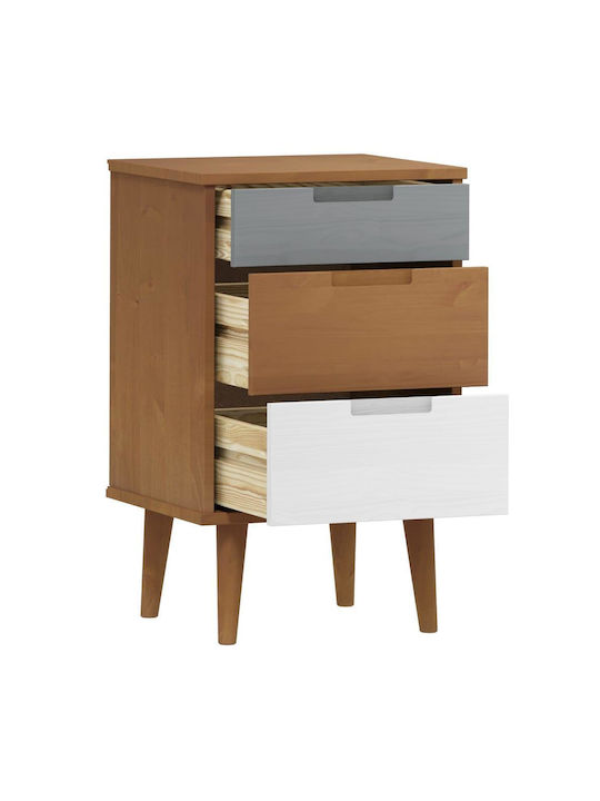Bedside Table Molde Made of Solid Wood Beige 40x35x65cm