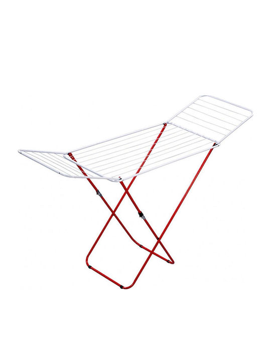Gimi Jolly Metallic Folding Floor Clothes Drying Rack Silver-Red with Hanging Length 18m