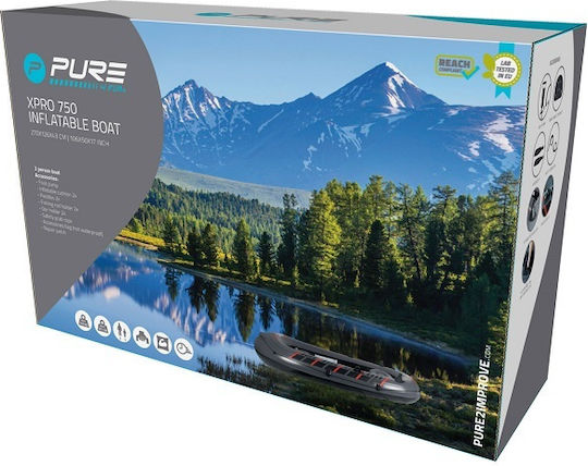 Pure4fun Pure4fun XPRO-750 Inflatable Boat For 2 Adults Black with 2 Paddles and Pump 270x126cm