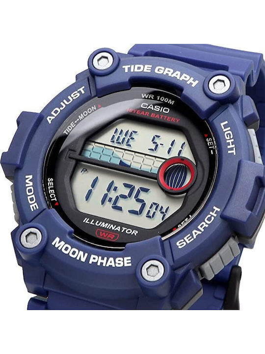 Casio Ceas Digital De Bărbați 51mm Cu Baterie și Curea Din Cauciuc Albastră