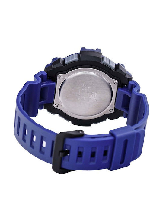Casio Ceas Digital De Bărbați 51mm Cu Baterie și Curea Din Cauciuc Albastră