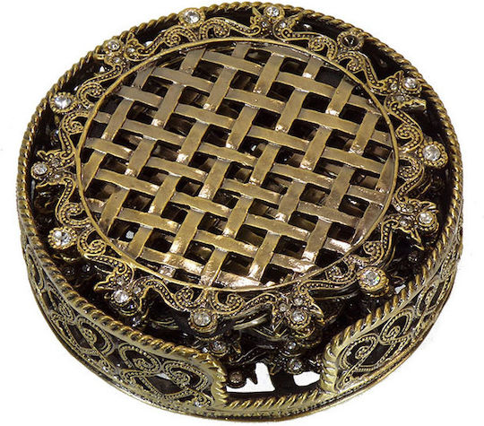 Karvounis Round Metallic Gold Coasters with Stand 6pcs