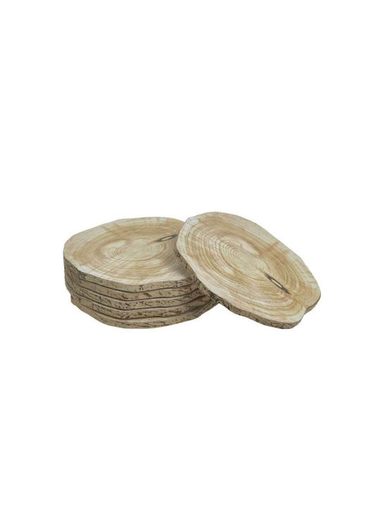 Inart Wooden White Coasters with Stand 10x10cm 4pcs