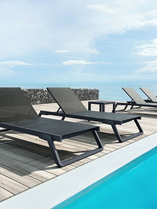 Liegestuhl Aluminium Tropic Dark Grey / Black 210x72x31cm.