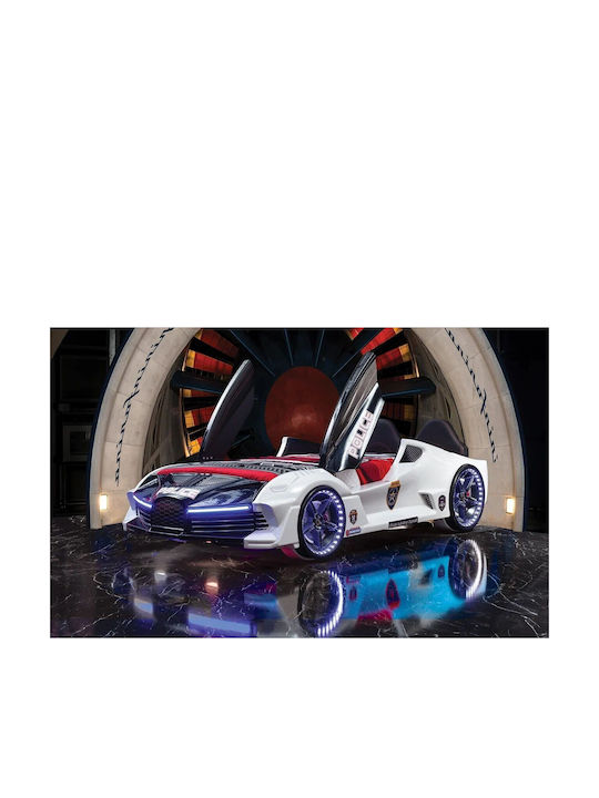 Poliție Pat pentru Copii Masina Single Multicolor pentru Saltea 90x190cm