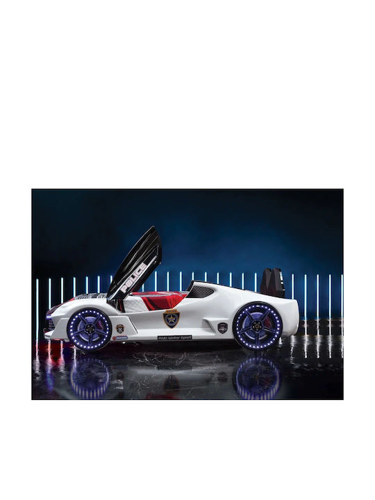 Poliție Pat pentru Copii Masina Single Multicolor pentru Saltea 90x190cm