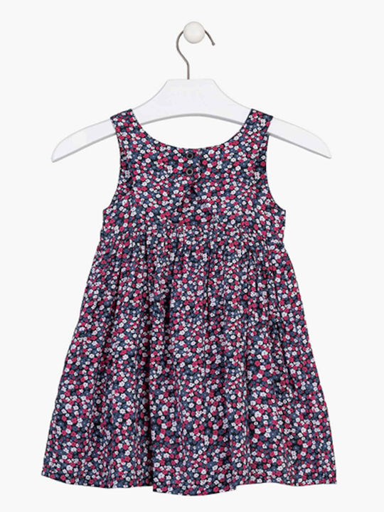 Losan Mädchen Kleid Blumen Ärmellos Blau