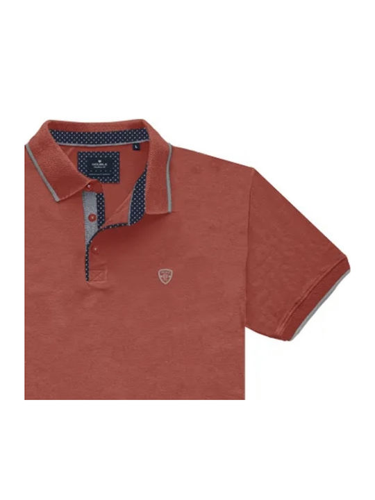 Double Men's Short Sleeve Blouse Polo Coral