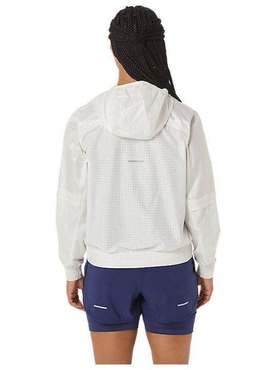 ASICS Women's Running Short Sports Jacket for Winter with Hood White
