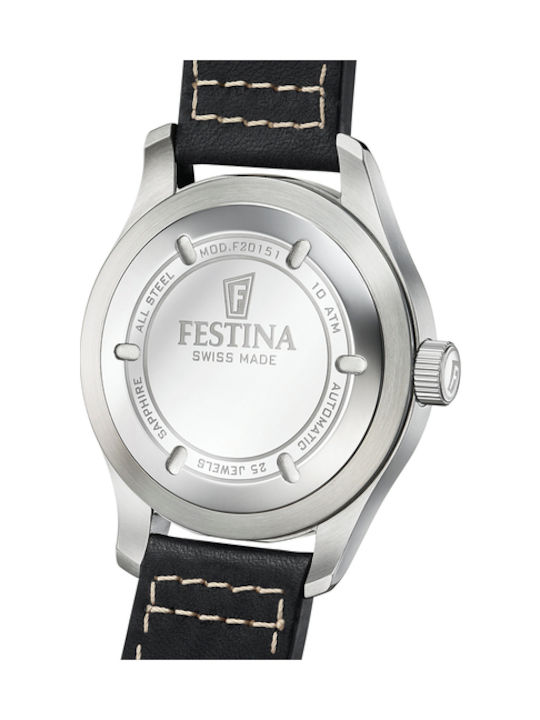 Festina Men's Watch 40mm Battery with Black Leather Strap