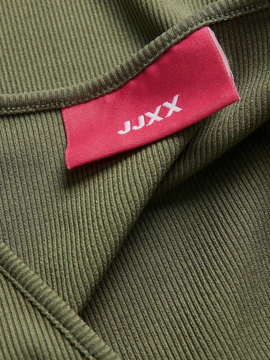 Jack & Jones Women's Summer Crop Top Cotton Short Sleeve with V Neck Four Leaf Clover