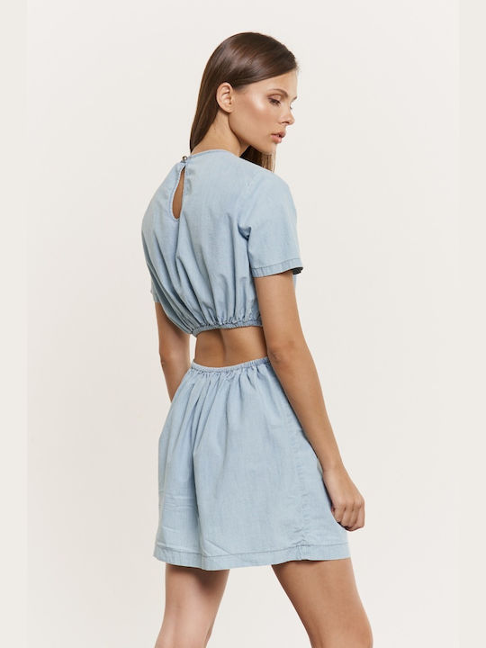 Edward Jeans Summer All Day Short Sleeve Mini Dress Light Blue