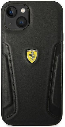 Ferrari Leather Stamp Sides Back Cover Δερμάτινο / Πλαστικό Μαύρο (iPhone 14 Plus)